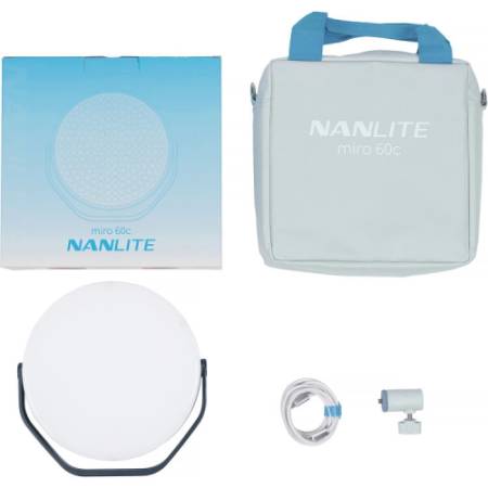 Nanlite Miro 60c (Midnight Blue) - okrągły panel, lampa LED RGBWW - zawartość zestawu